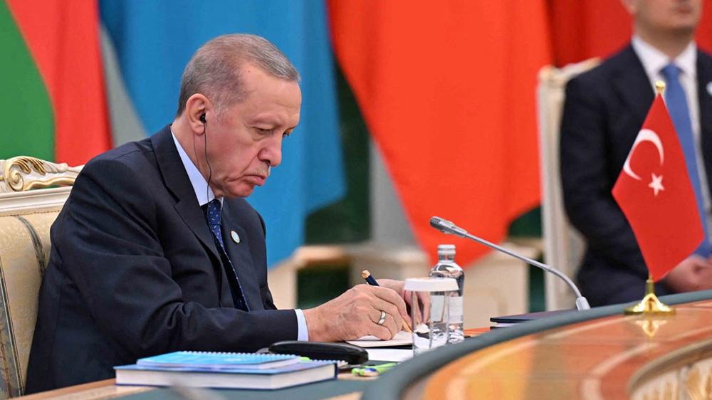 Turkey's President Tayyip Erdogan attends the Meeting of the Council of Heads of State of the Organization of Turkic States in Astana, Kazakhstan, November 3, 2023.