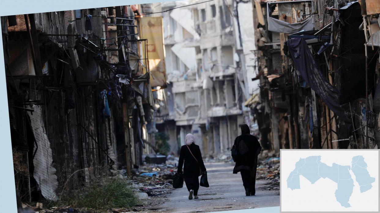 Yarmouk Palestinian refugee camp on the southern outskirts of Damascus