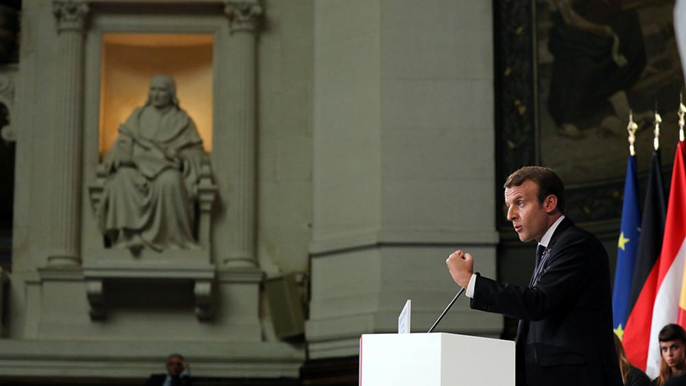 French President Emmanuel Macron delivers a speech to set out plans for reforming the European Union at the Sorbonne in Paris, France, September 26, 2017.