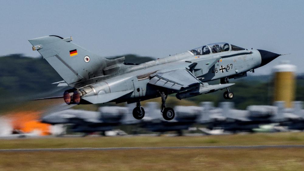 A German ECR Tornado aircraft takes off during the Air Defender Exercise 2023 at the military airport of Jagel, northern Germany, June 9, 2023.
