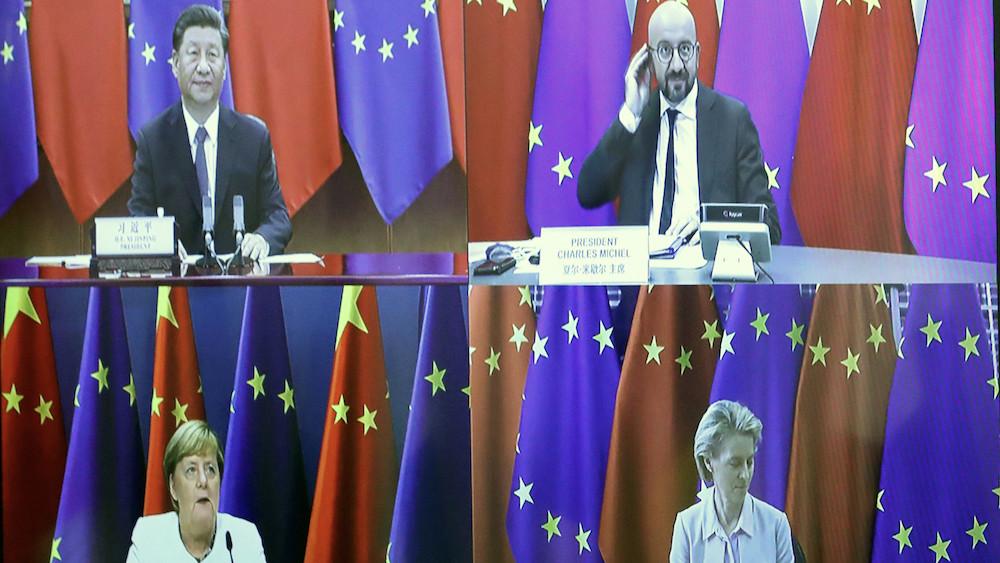Xi Jinping, Charles Michel, Angela Merkel, Ursula von der Leyen