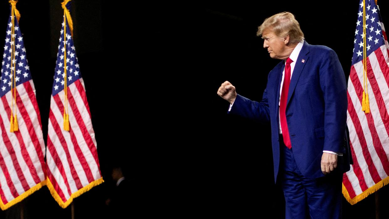 Republican presidential candidate and former U.S. President Donald Trump attends a rally in Reno, Nevada, U.S. December 17, 2023.