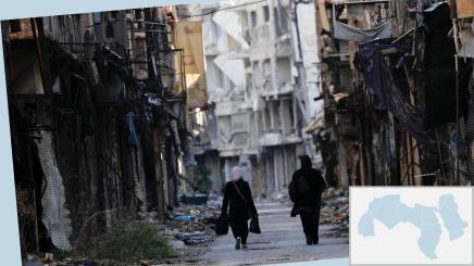 Yarmouk Palestinian refugee camp on the southern outskirts of Damascus