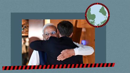 French President Emmanuel Macron and India Prime Minister Narendra Modi meet before a working lunch on the sidelines of the G20 summit meeting, in Bali, Indonesia November 16, 2022.
