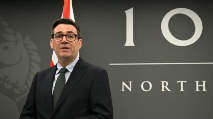 British Prime Minister Andy Burnham stands inside Heron House, the base of the government's Number 10 North, in Manchester, England Friday, September 18, 2026.