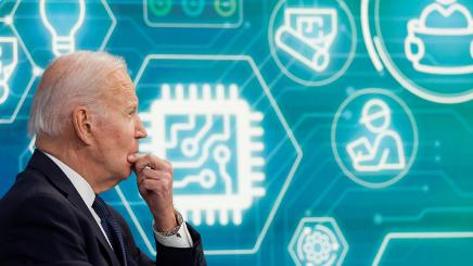 US President Joe Biden and Commerce Secretary Gina Raimondo (not pictured) hold a virtual meeting with business leaders and state governors to discuss supply chain problems, particularly addressing semiconductor chips, on the White House campus in Washington, US, March 9, 2022.