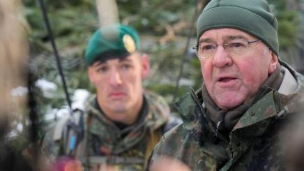 German Defence Minister Boris Pistorius visits NATO enhanced Forward Presence battle group of German troops during the Griffin Lightning military exercise in Pabrade, Lithuania March 7,2023.