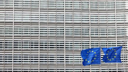 European flags fly outside the European Commission headquarters in Brussels, Belgium March 13, 2023.